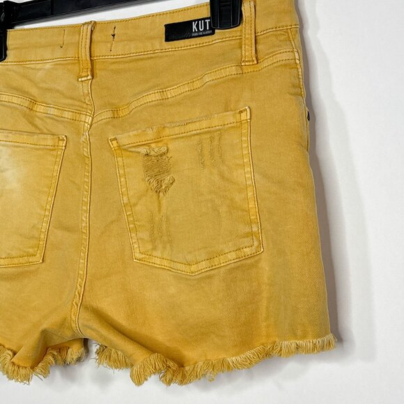 Kut From The Kloth Distressed Jane High Rise Frayed/Raw Hem Shorts Size 6 - Picture 11 of 16